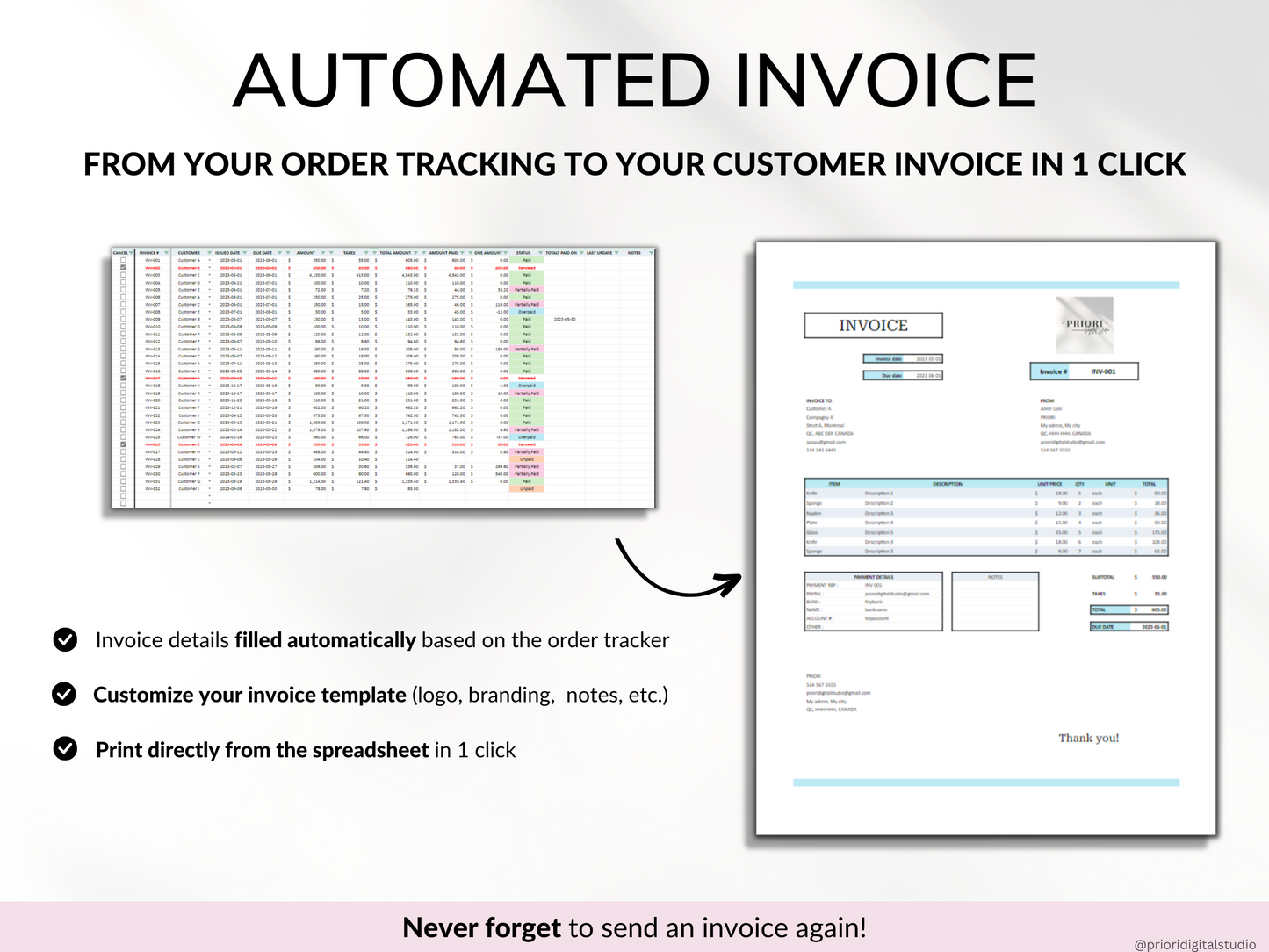 Finished Products Small Business Tracker